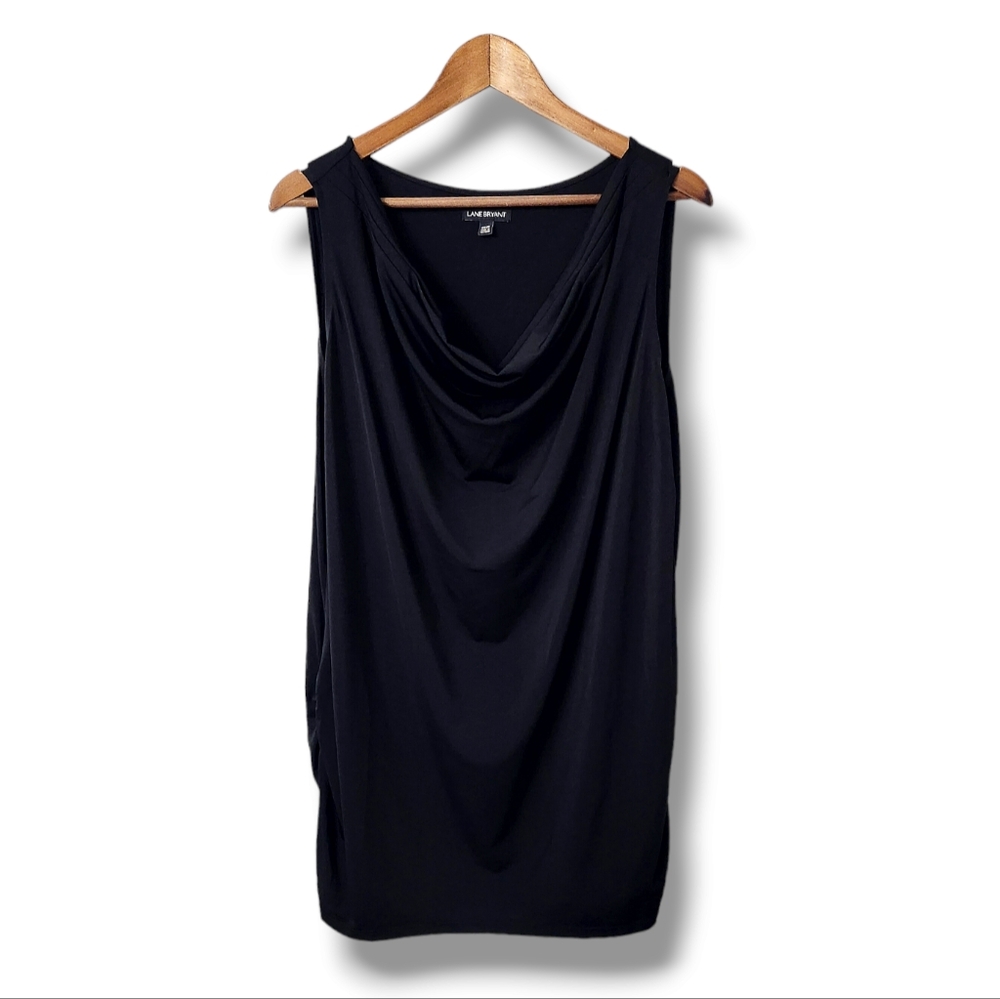 Lane Bryant Black Draped Sleeveless Knit Blouse | 18/20